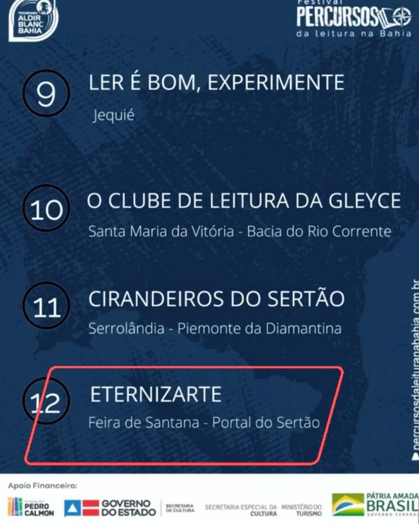 EternizArte premiada no Festival "Percursos da Leitura na Bahia"